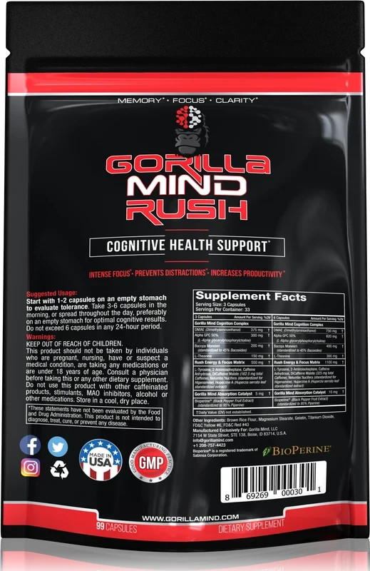 Gorilla Mind Rush Original Formula 99 Capsules