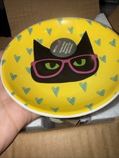 6 PCS PETRAGEOUS 18426 Smart Kitty Stoneware Cat Saucer 5 IN X  1 IN