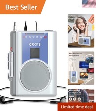 Retro Portable Cassette Player with AM/FM Radio, Big Speaker, Earphone Jack, ...