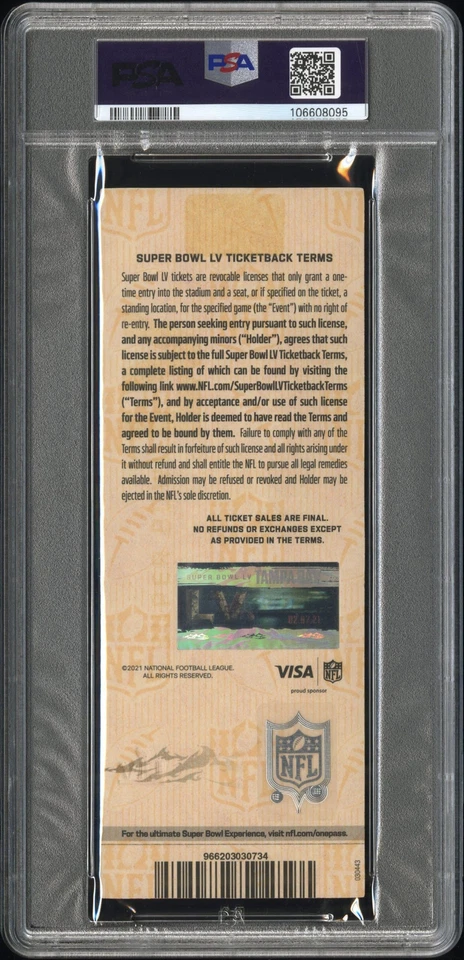 Super Bowl LV 2021 - TB-31, KC-9 - MVP - Tom Brady: boleto azul PSA como nuevo 9 Foto 3 de 3