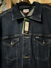 Tommy Jeans Men's Utility Denim Button Up Trucker Jacket, Blue, Xl