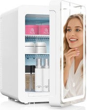 20L Mini Skincare Cosmetic Fridge with Mirror & LED Lighting 3-Mode Dimmable