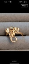 🆕Ethiopian Opal elephant head🐘yellow gold overlay 925 sterling silver ring 🌹