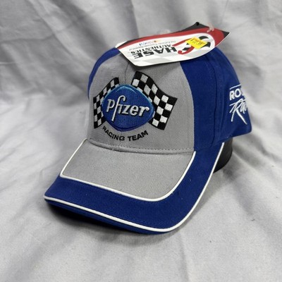 Vintage Pfizer Racing Hat Cap Snap Back Mens OS Blue NASCAR Mark Martin Chase