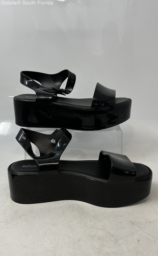 Melissa Womens Mar Black Open Toe Buckle Adjustable Platform Sandals Size 10 - Picture 2 of 8