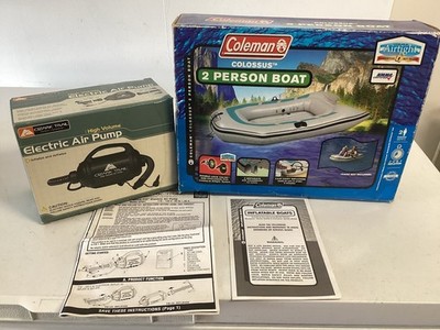 NIB Vintage Coleman Colossus 2 Person Inflatable Boat / Ozark Trail Air Pump
