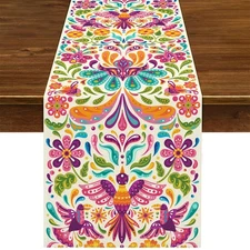 Cinco De Mayo Table Runner 108 inch Long, Day of The Dead Mexican Fiesta Decor