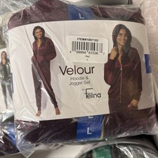 Felina Women  s Velour Hoodie And Jogger Set large