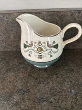 Homer Laughlin 1955 Persian Garden Cavalier Birds Gravy Boat Silver Trim