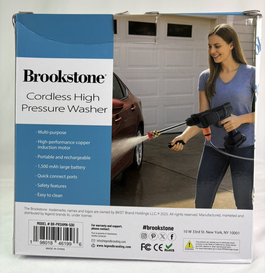 Brookstone Portable Cordless High Pressure Water Spray Gun Car Washer ...