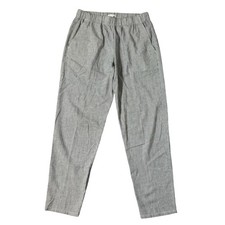 Eileen Fisher Organic Cotton Linen Stripe Pull On Pants XS Gray White Coastal