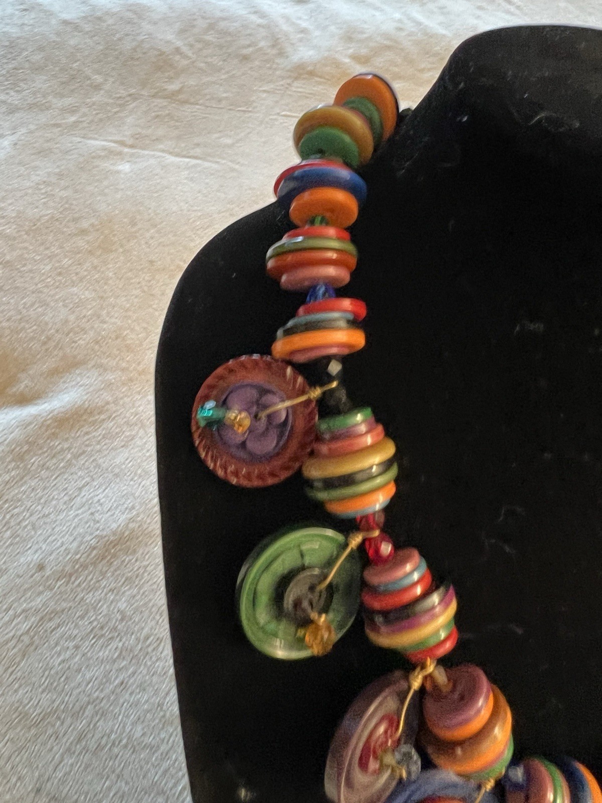 Handmade Wired Button Statement 20” Long Colorful… - image 2