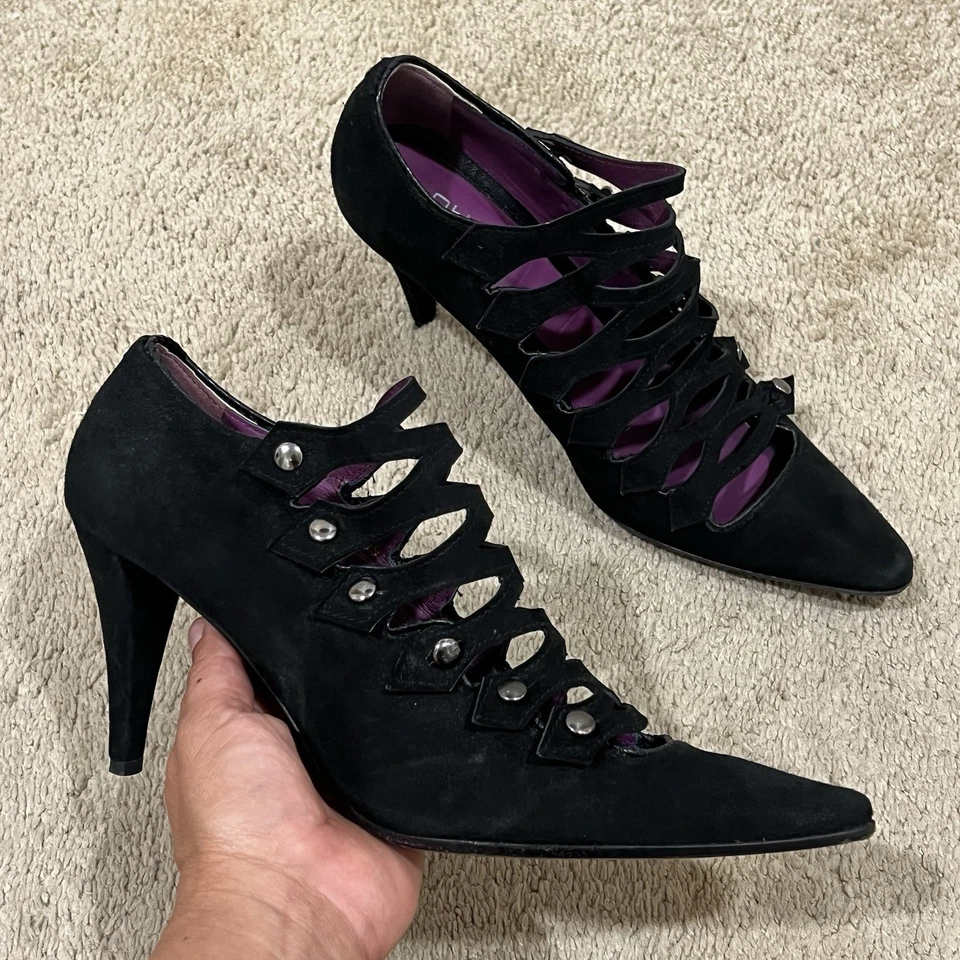 De colección Etro Negro Gamuza Con Cordones Punta Tacón Recortado Bruja Gótico Talla 39 Foto 2 de 4
