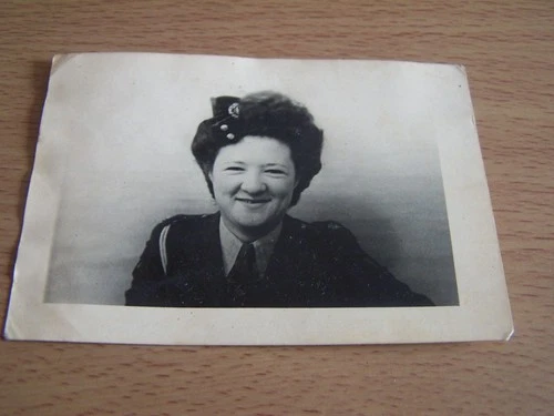 WW2 Military Woman in Uniform Vintage Photo Ruby Belgium Officers Mess 1945
