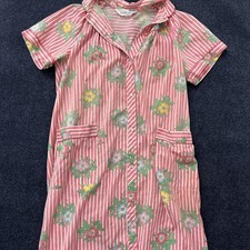 Vintage Sears Womens Medium Pink Floral Button Front Housecoat Short Sleeve Robe