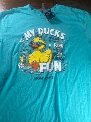 NEW Disney The Boathouse Restaurant Orlando FL My Ducks Fun Blue TShirt Size XL