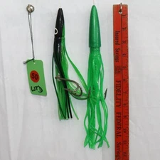 Lot of 2 Weighted Trolling Squid Lures 9/11" with 1 Seaguar Lure Bag. #50