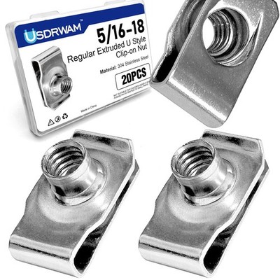 20 Pack 5/16''18 Extruded UNuts, 304 Stainless Steel U Clip Car Clips Fasteners
