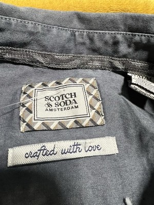 SCOTCH &SODA AMSTERDAM PIGMENT WASH ROLL SLEEVE SHIRT ANTHRACITE MEDIUM MEN