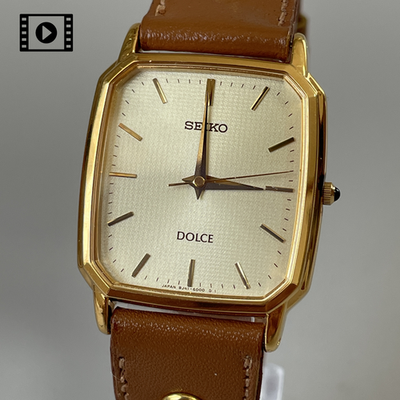 SEIKO Dolce 8J41-5000 Vintage 1985 [Exc+5] Gold Tank Mens Quartz