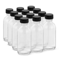 12 Pack 2 Oz Small Clear Glass Bottles with Lids
