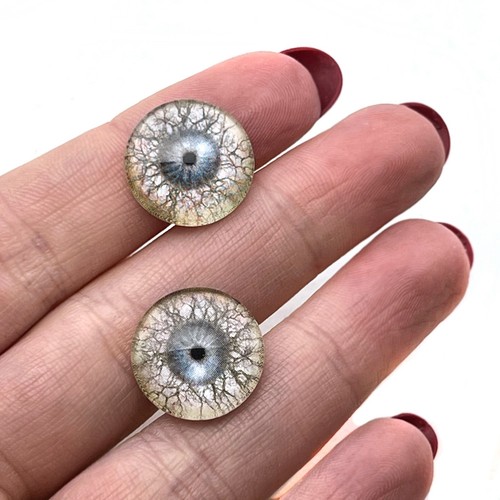 Pair Tree branches Nature Glass Eyes Jewelry Dolls Taxidermy Flatback Cabochons - Picture 3 of 10