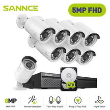 SANNCE 5MP 3MP Audio POE Security Camera System 8CH 8MP NVR Outdoor Night Vision