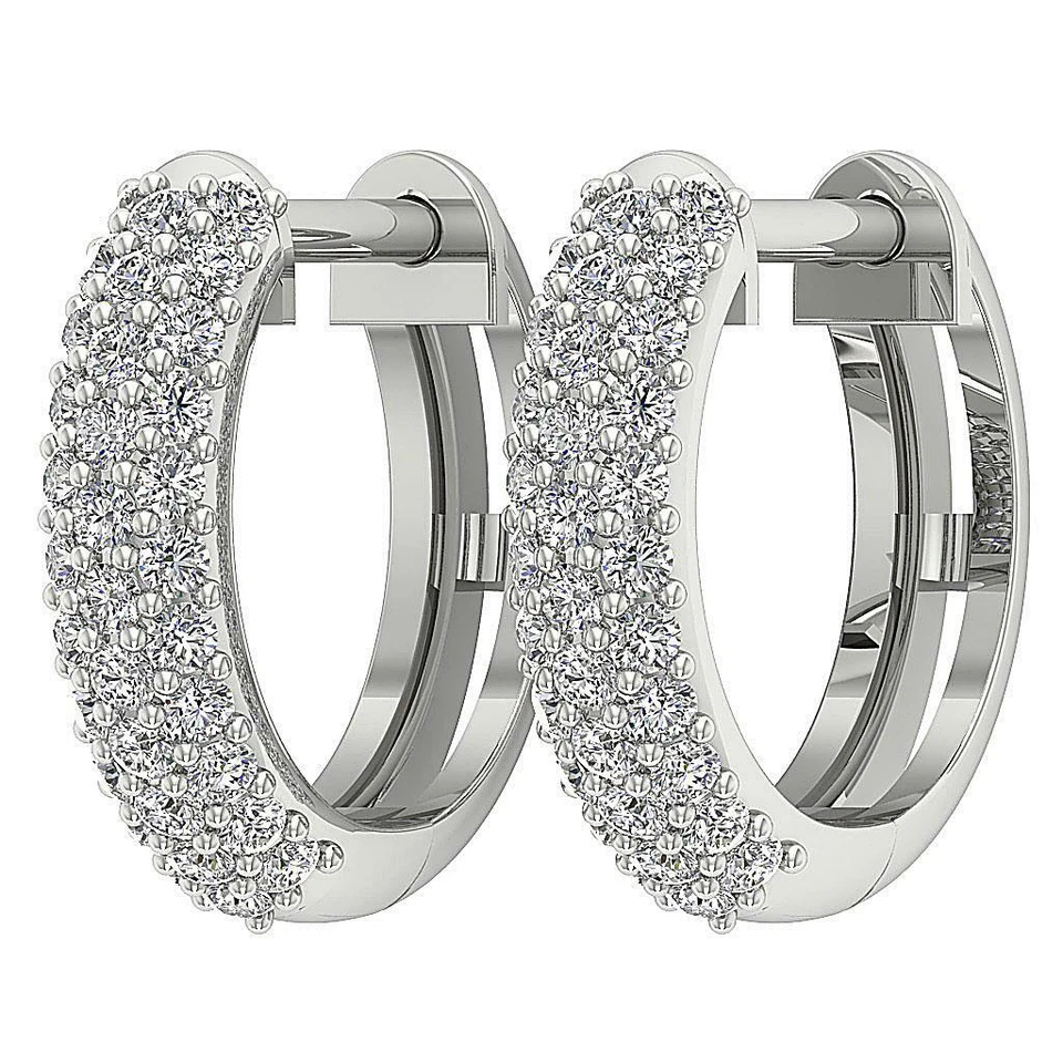 Hoops Earring I1 G 1/2 Ct Natural Diamond Pave Set 0.51Inch White Gold Appraisal - Image 4 of 4