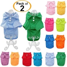 PACK of 2 Colors Dog Polo Shirt T-Shirt Puppy Cat Solid Clothes For SMALL Pet