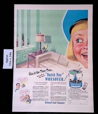 1949 National Lead Company "Dutch Boy" Wonsover! One Coat Print Ad 46071