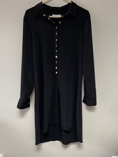 Calvin Klein Womens Black Shirt Dress Gold Snaps Size 10 Easy Care