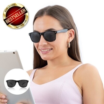 3 Stück Lochbrille (Gitterbrille) | Schwarze Anti-Ermüdungsbrille Für Augenentspannung & Training