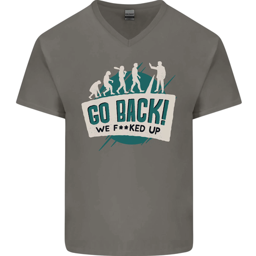 Go Back We Fooked Geschnürt Evolution Umgebung Herren V-Neck Baumwolle - Picture 17 of 43