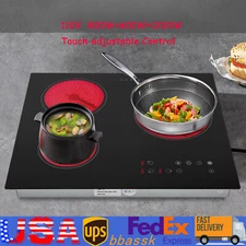 24" 3-Burner Built-in Electric Cooktop Ceramic Stove Top Touch Timing 110V 2600W