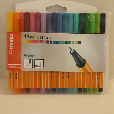 Stabilo Point 88 Mini Fineliner Pigment Liner Assorted Colours - Wallet Of 18