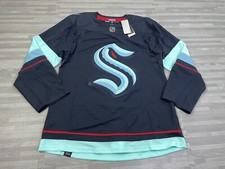 Adidas NHL Seattle Kraken Authentic Hockey Jersey Mens Size 46 Navy GT5622 $180