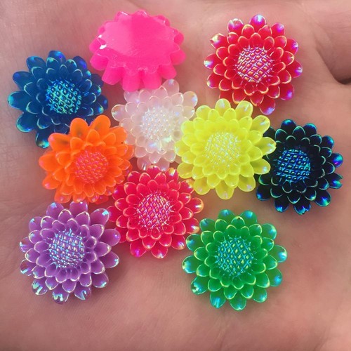 20pcs Resin Sunflower Stone Buttons 20mm Flatback Sun Flowers Button Sewing Craf - Picture 5 of 7