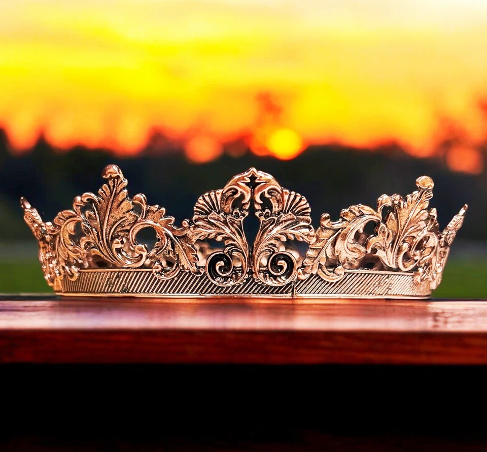 Corona Príncipe Real para Hombre, Corona Vintage Cobre, Corona Renacentista, Corona Baile de graduación Foto 3 de 4