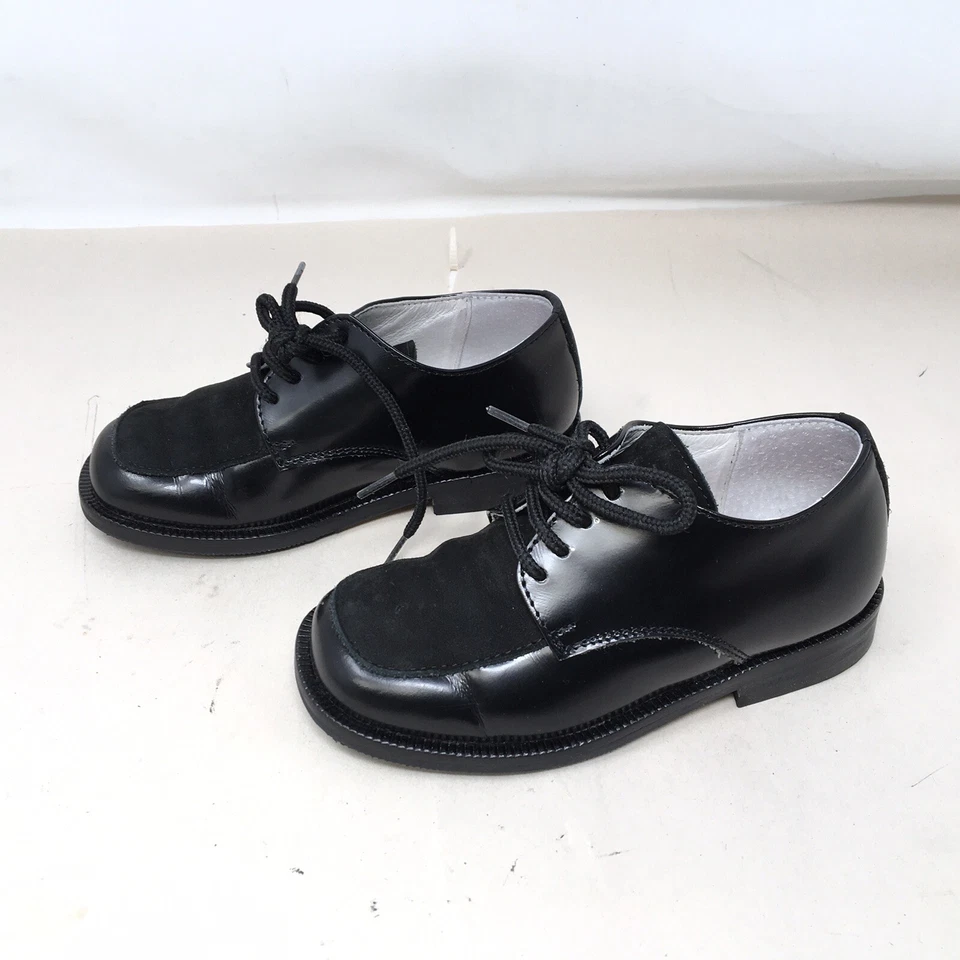 Zapatos de vestir negros para niños pequeños talla 7 zapato Be Doo hecho en Italia cuero gamuza Foto 3 de 4