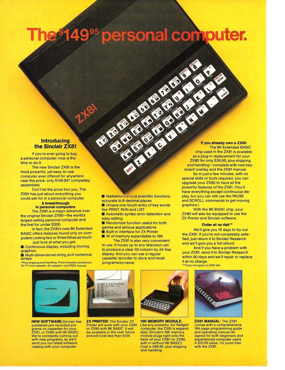 kannnnnページ 1981 SINCLAIR ZX81 & ZX81 KIT PRINT ADS (2) EARLY PERSONAL
