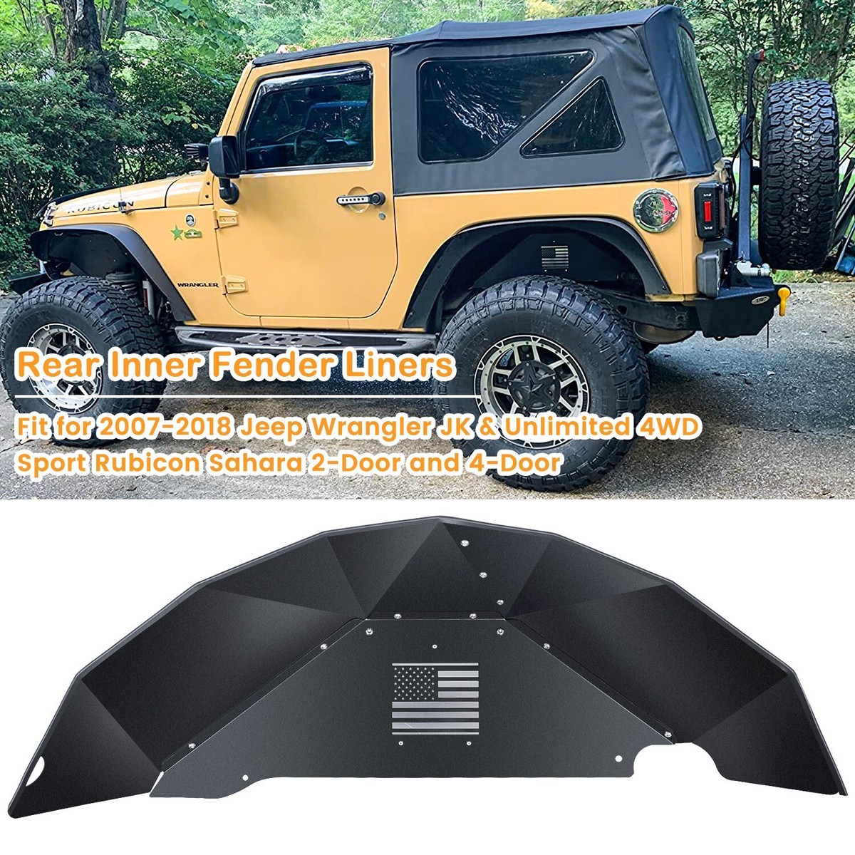 Steel Inner Fender Liners Set For 2007-2018 Jeep Wrangler JK & JKU - Front & Rear Splash Guards (4pc)