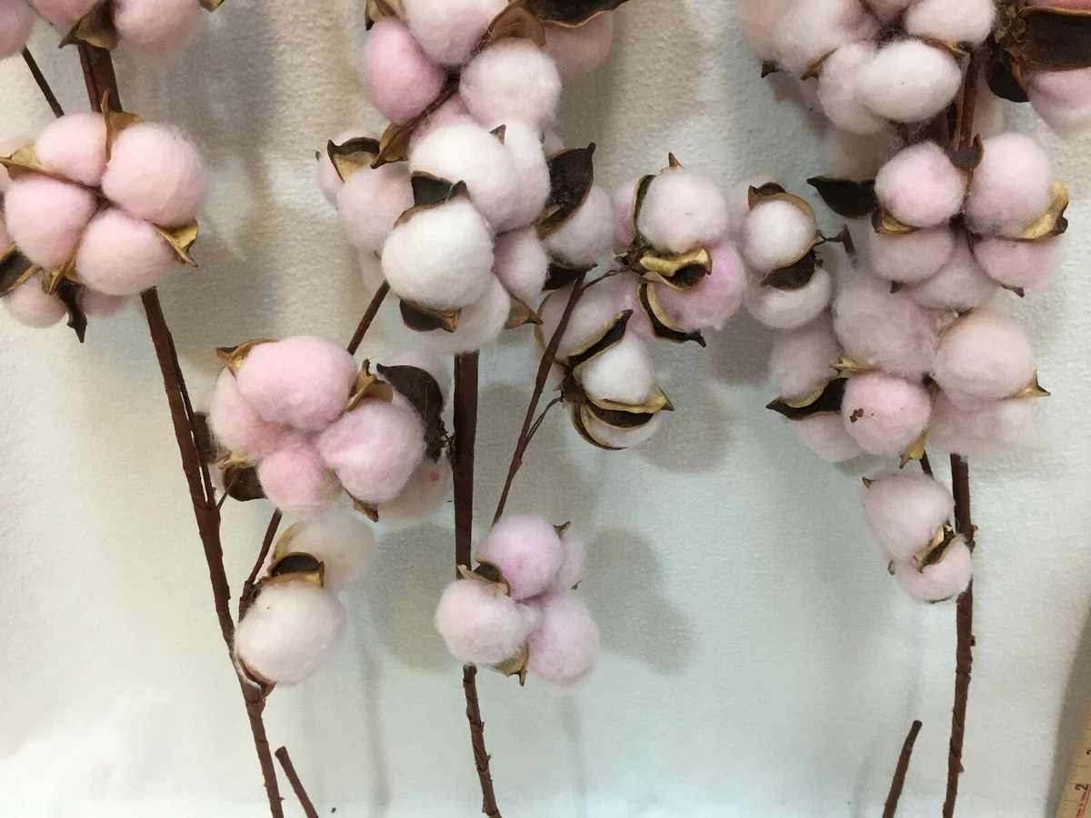 Pink Cotton Ball Flower Plants Sticks Artificial Plant Floral Décor 30 Set  3