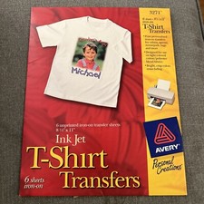 6 Unprinted Avery 3271 Sheets Iron on T-shirt Transfers Ink Jet 8.5 x 11"