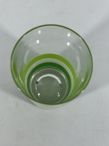 1 Mid Century George Briard Cabana Green White Striped Tumbler Glass - Picture 4 of 9