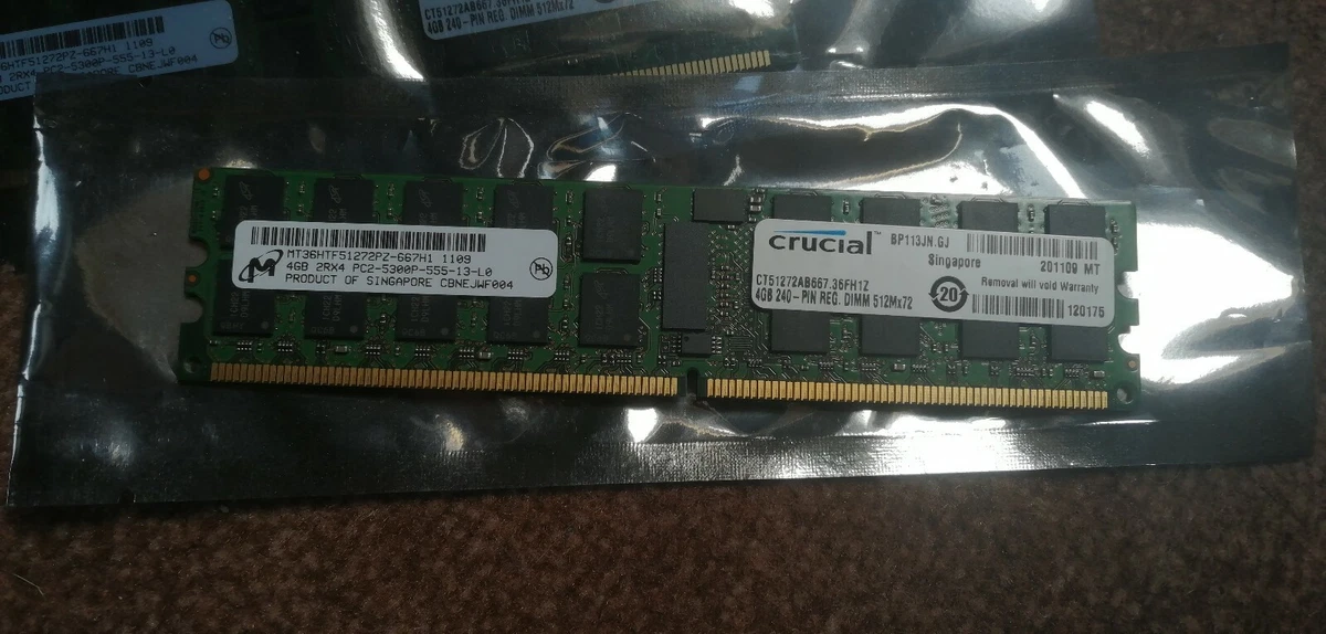 Lot De Barrettes Mémoire RAM Crucial DDR2 - 2Go, 4Go, 8Go - Pour PC Portable Ou Bureau
