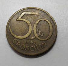 50 groszy 0,50 öS ATS Austriacki szyling Moneta 1961 Moneta obiegowa