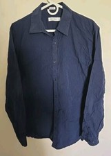 Men's Calvin Klein Striped Button Down Shirt Size Large Great Condition