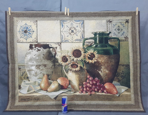 Vintage French Lovely Fruits & wine woven Scene Wall Hanging Tapestry 130x100 cm