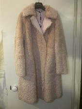 Marc Cain Pink Reversible Jacket Faux Fur Long Winter Coat /jacket Uk 16