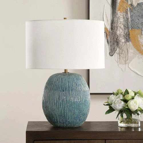 NEW ELYSIA MODERN TABLE LAMP CRAFTED FROM GLAZE CERAMIC UTTERMOST 30455 - Picture 2 of 6